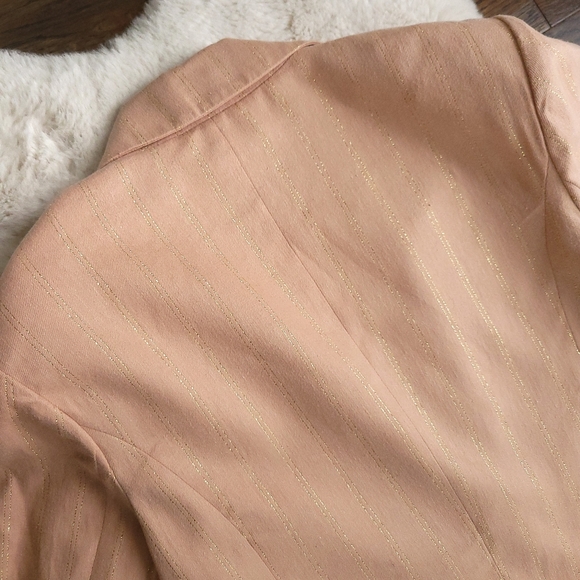 L'AGENCE Metallic Stripe Thread Crop Barbiecore Blazer - Picture 10 of 12